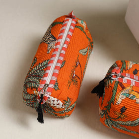 Floral hand block print quilted toiletry bags (set of 3) 05