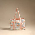 Orange - floral hand tote bag 01 - handcrafted