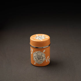 Floral Orange Handpainted Enamelware Stainless Steel Container