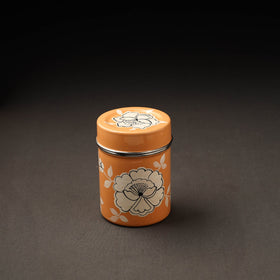 Floral Orange Handpainted Enamelware Stainless Steel Container
