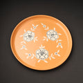 Orange Floral Handpainted Enamelware Stainless Steel Plate 