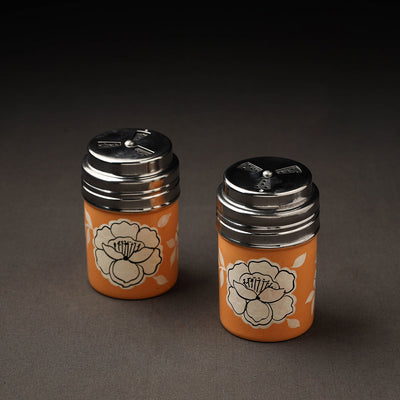Handpainted Stainless Steel Orange Salt and Pepper Shaker 