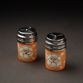 Handpainted Stainless Steel Orange Salt and Pepper Shaker 