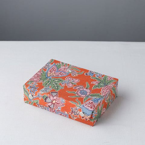 Orange Floral Printed Handcrafted Jewelry Box