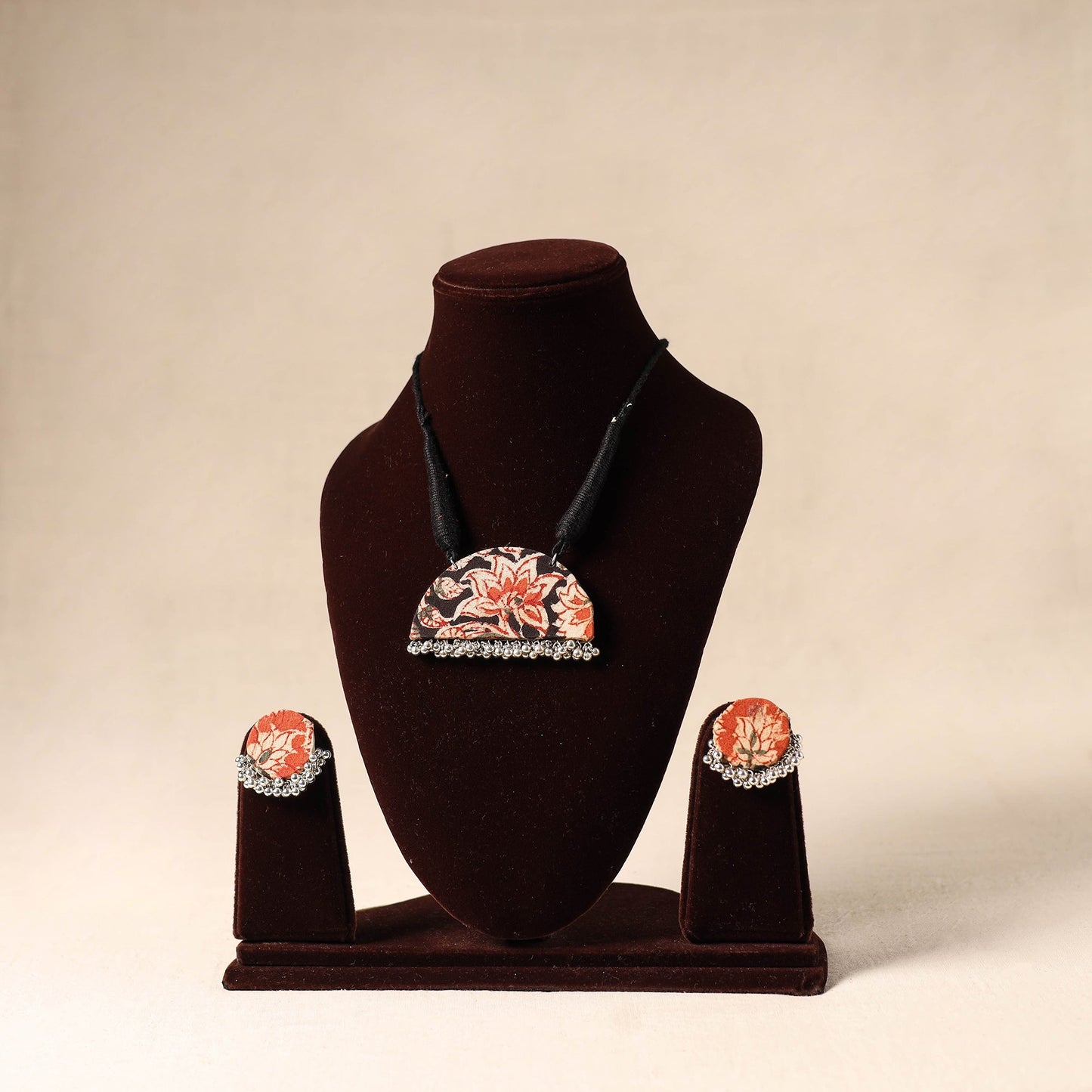 Orange German Silver Fabart Necklace Set