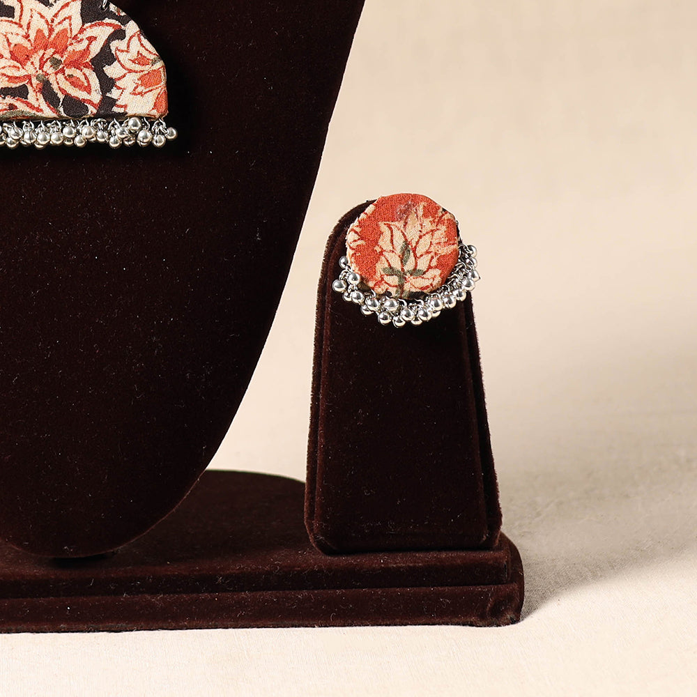 Orange German Silver Fabart Necklace Set