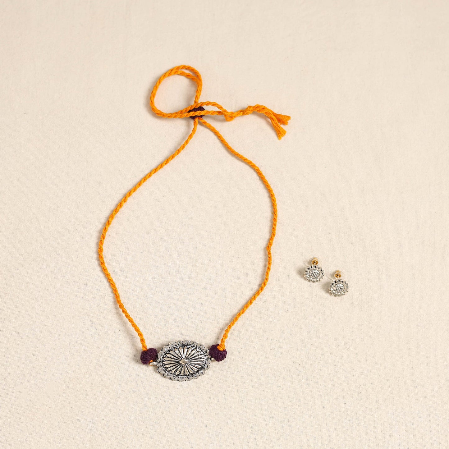 Orange - german silver necklace set 08 - handcrafted