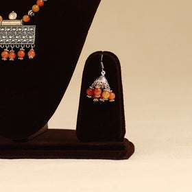 Orange - german silver necklace set with glass stones 20
