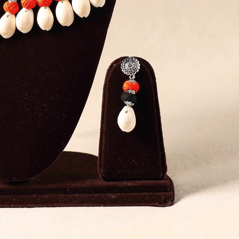 German Silver Necklace Set with Shell & Thread Beads