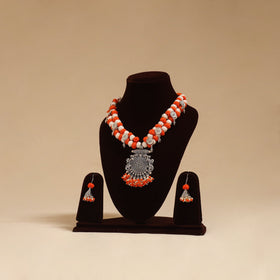 German silver thread beads necklace set 06 - handcrafted