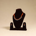 Orange - german silver wooden beads necklace set 04