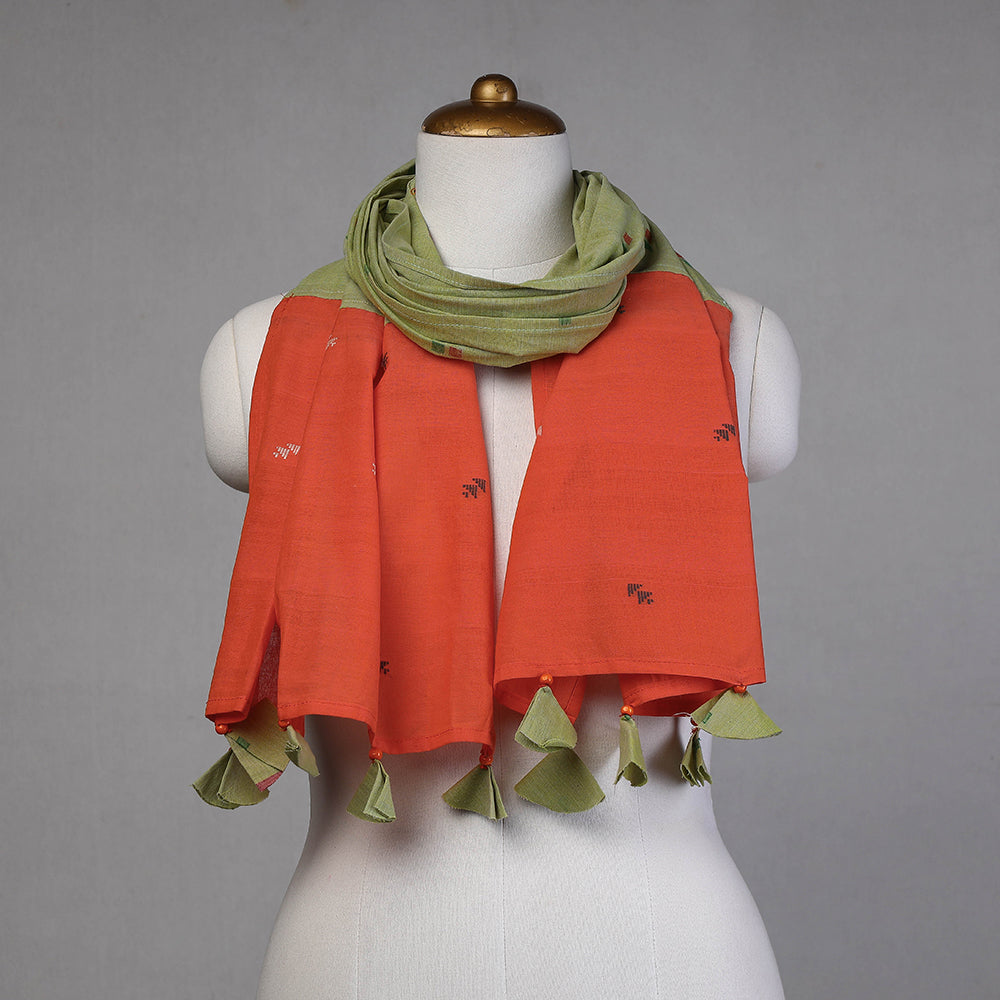 Buy Godavari Jamdani Buti Patchwork Cotton Stole with Tassels Online at iTokri.com