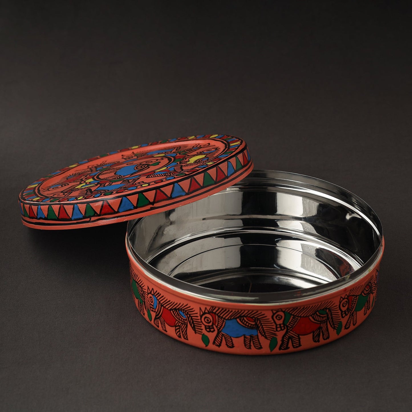  Godna Madhubani Handpainted Stainless Steel Casserole