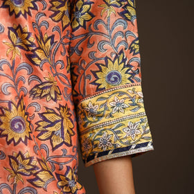 Orange - gota work chanderi silk sanganeri kurta set (set