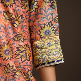 Orange - gota work chanderi silk sanganeri kurta set (set