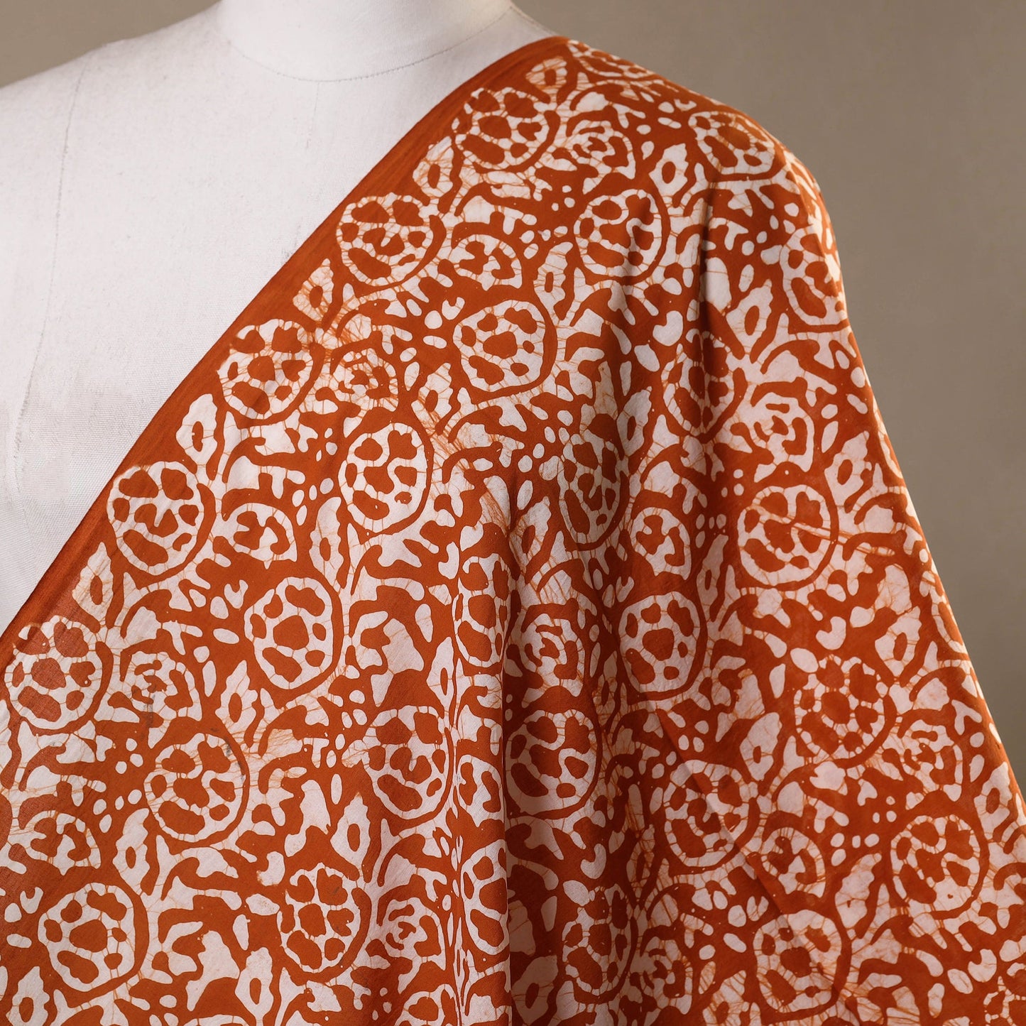 Orange - hand batik cotton fabric 02 - handcrafted