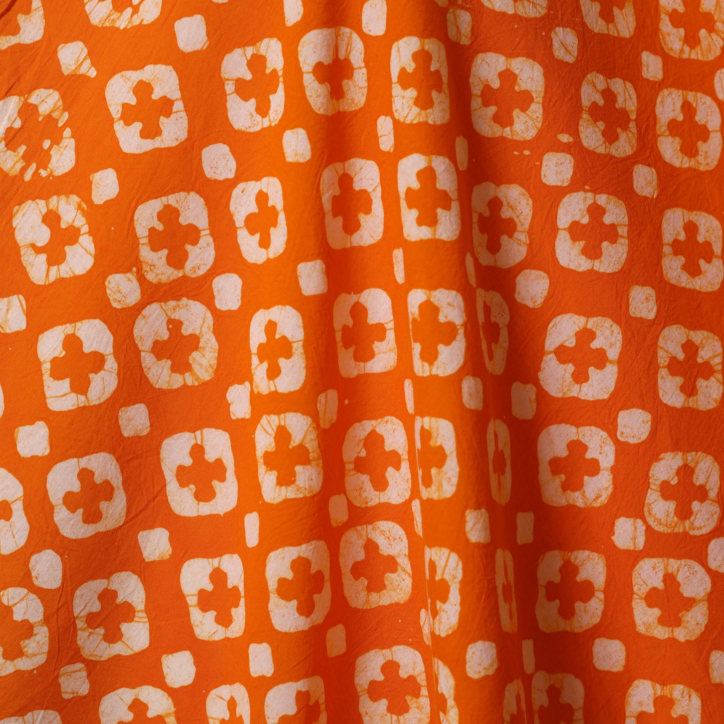 Orange - hand batik cotton fabric 09 - handcrafted