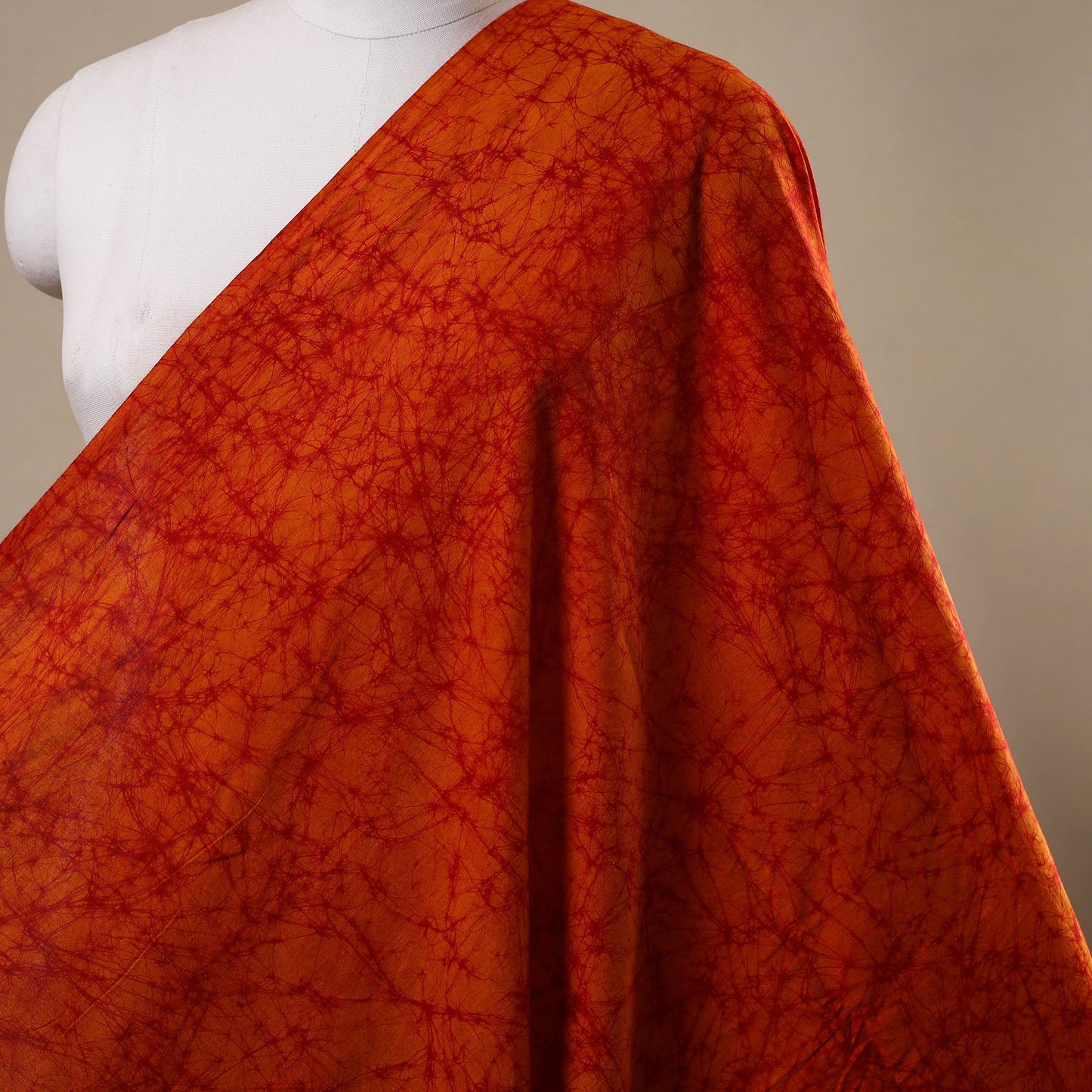 Orange - hand batik cotton fabric 13 - handcrafted
