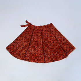 Orange - Hand Batik Print Cotton Wrap Around Skirt 02