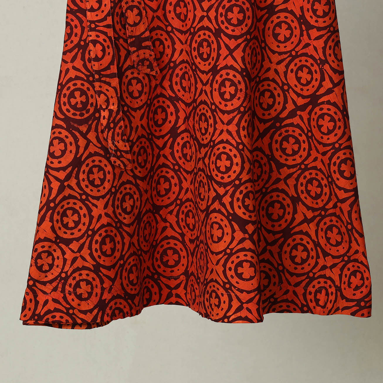 Orange - Hand Batik Print Cotton Wrap Around Skirt 02