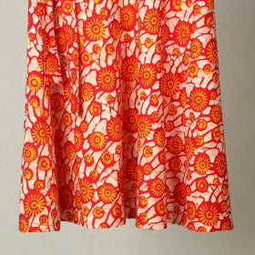 Orange Hand Batik Print Cotton Wrap Around Skirt