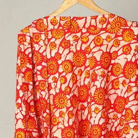Orange Hand Batik Print Cotton Wrap Around Skirt