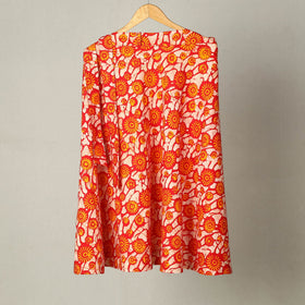 Orange Hand Batik Print Cotton Wrap Around Skirt