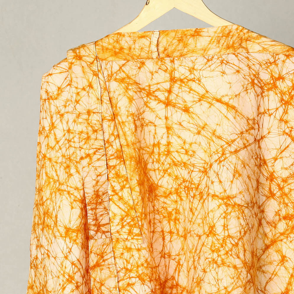 Orange Hand Batik Print Cotton Wrap Around Skirt