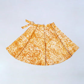 Orange Hand Batik Print Cotton Wrap Around Skirt
