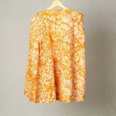 Orange Hand Batik Print Cotton Wrap Around Skirt
