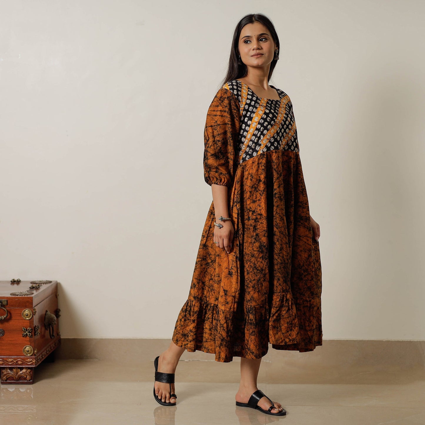 Buy Hand Batik Printed Cotton Flared Dress 04 Online l iTokri.com