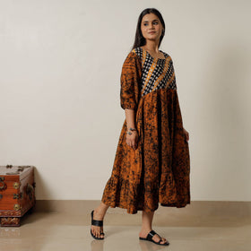 Buy Hand Batik Printed Cotton Flared Dress 04 Online l iTokri.com