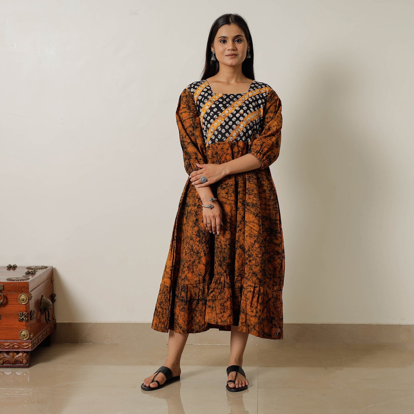 Buy Hand Batik Printed Cotton Flared Dress 04 Online l iTokri.com