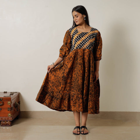 Buy Hand Batik Printed Cotton Flared Dress 04 Online l iTokri.com