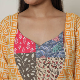  Hand Batik Printed Cotton Kurta with Palazzo & Dupatta Set 07 