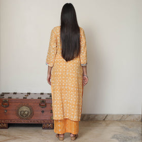  Hand Batik Printed Cotton Kurta with Palazzo & Dupatta Set 07 