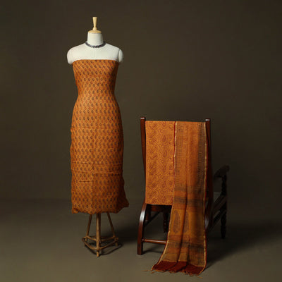 Hand block bagh print natural dyed kota doria cotton 3pc