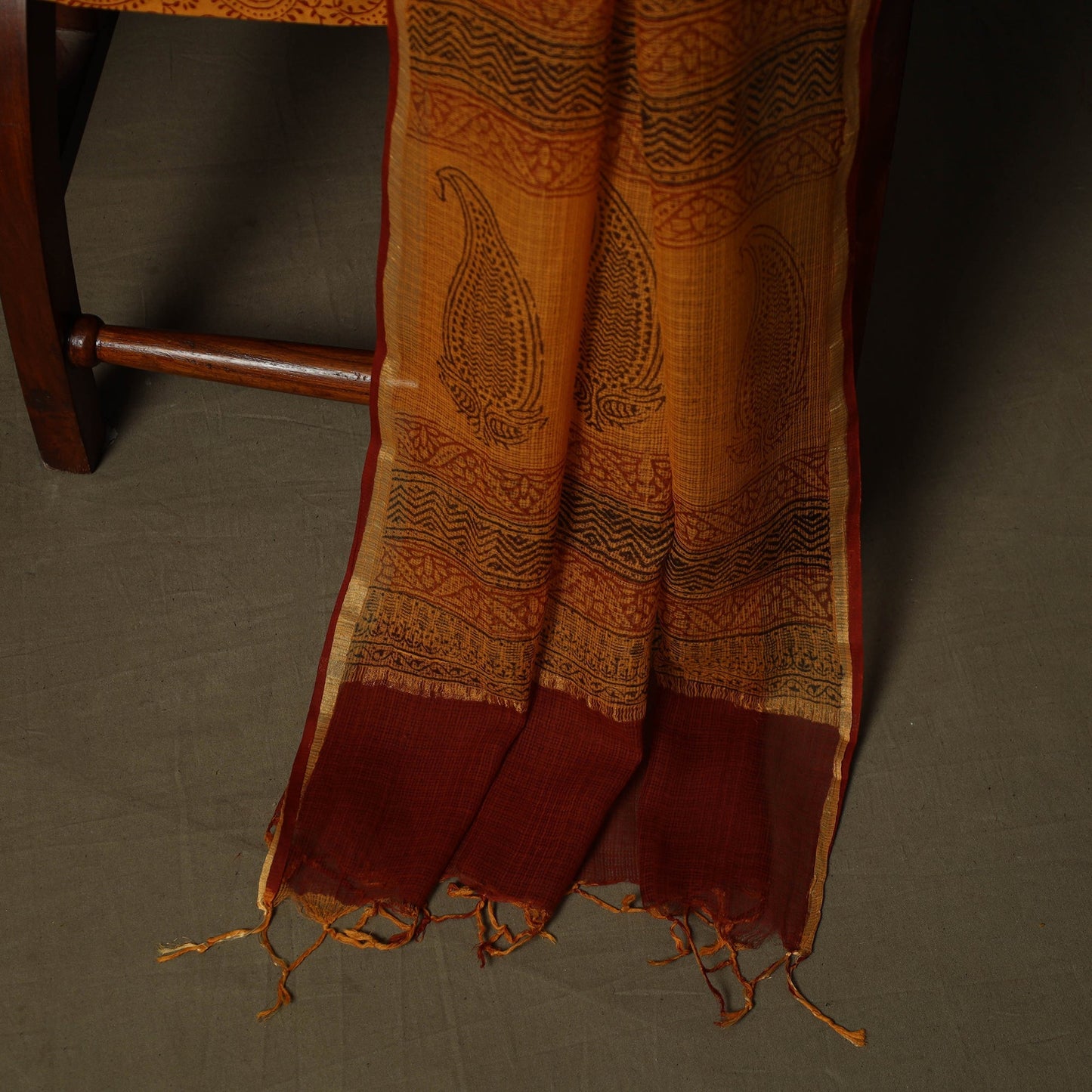 Hand block bagh print natural dyed kota doria cotton 3pc