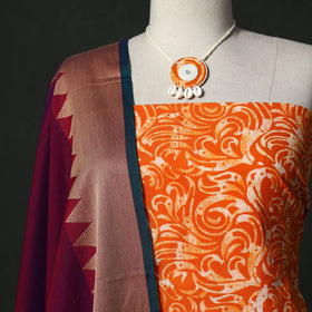 Hand block batik print cotton 2pc unstitched dress material