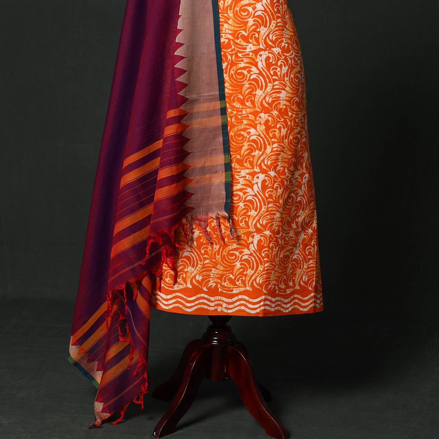 Hand block batik print cotton 2pc unstitched dress material