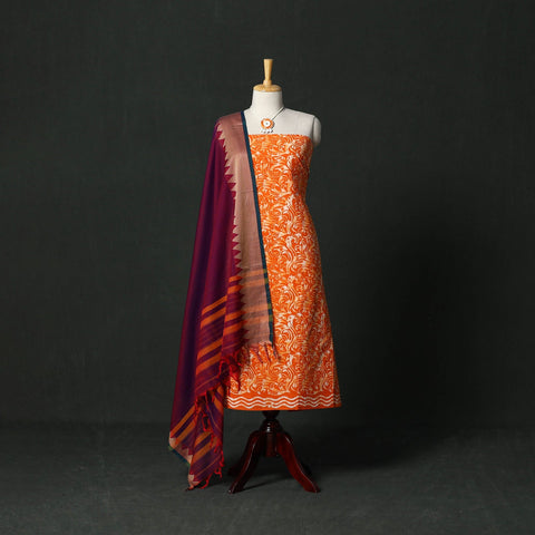 Hand block batik print cotton 2pc unstitched dress material
