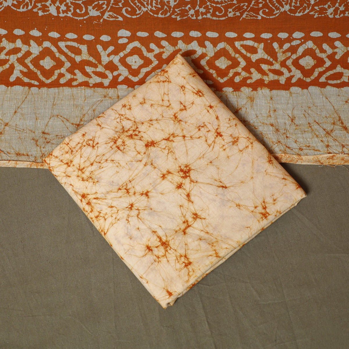 Hand batik cotton 3pc unstitched dress material 13