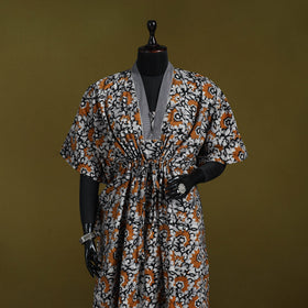 Hand batik cotton long kaftan 21 - handcrafted