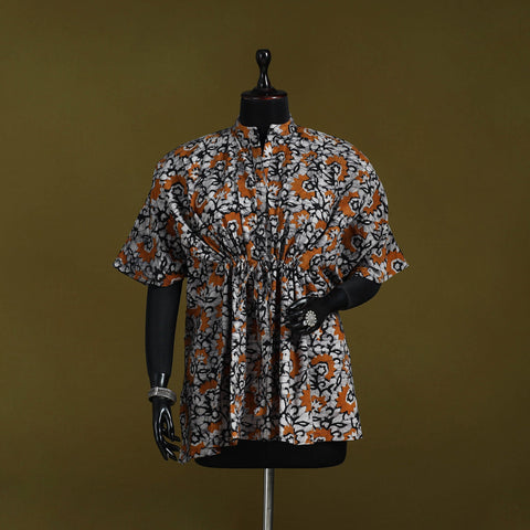 Hand batik cotton short kaftan 39 - handcrafted