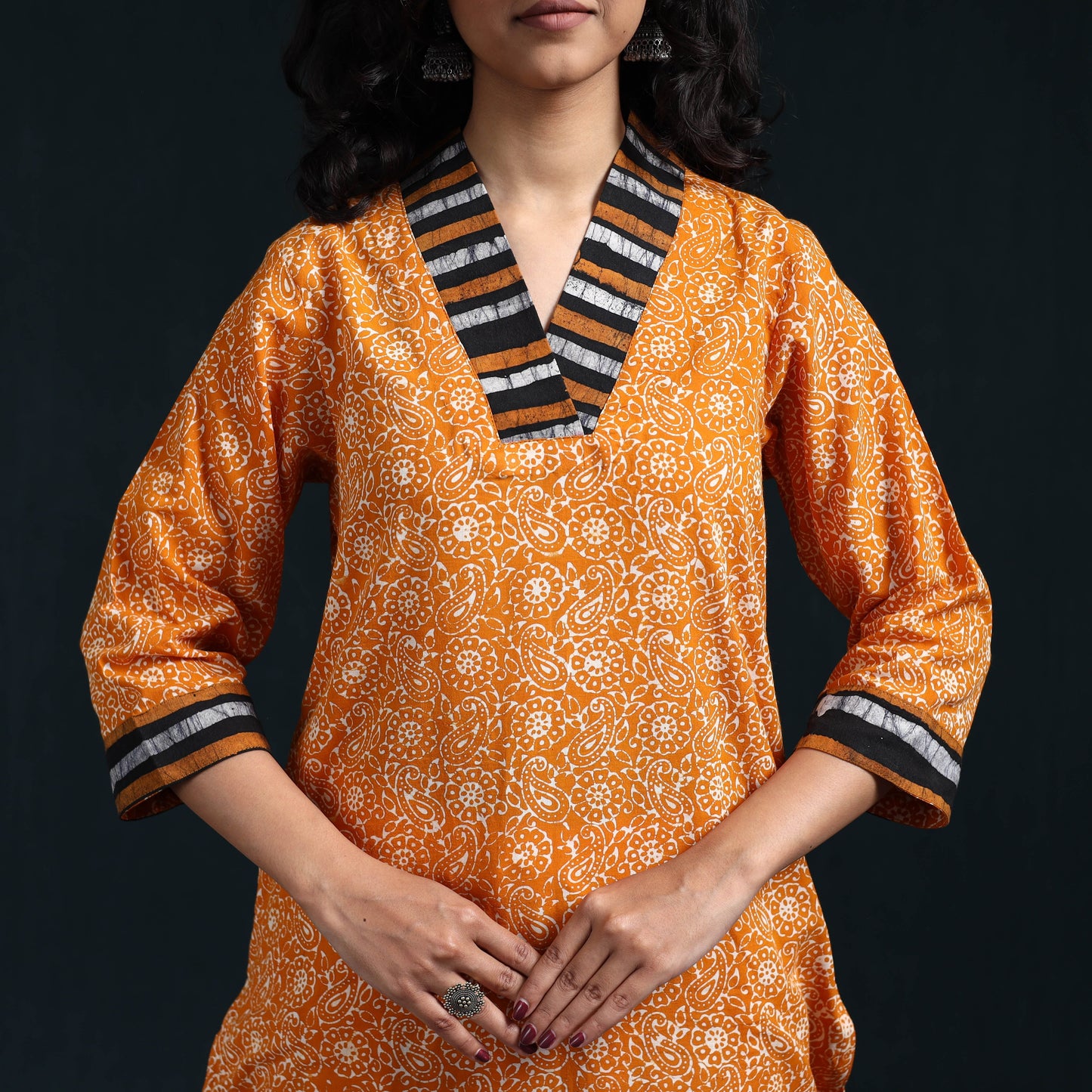 Hand batik cotton suit set with dupatta for women 16
