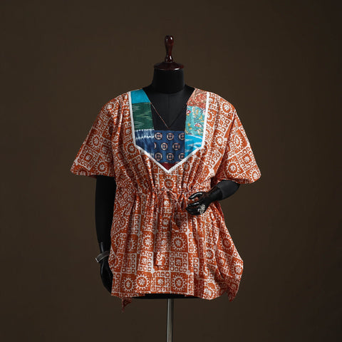 Hand block batik print patchwork cotton kaftan (short) 38