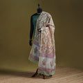 Hand chanderi silk sanganeri floral dupatta 39 - handcrafted