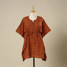 Orange - cotton bagh kaftan with tie-up waist (medium) 05