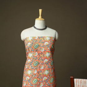 Hand block print cotton sanganeri 3pc unstitched dress