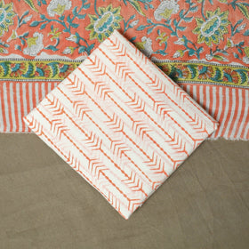Hand block print cotton sanganeri 3pc unstitched dress